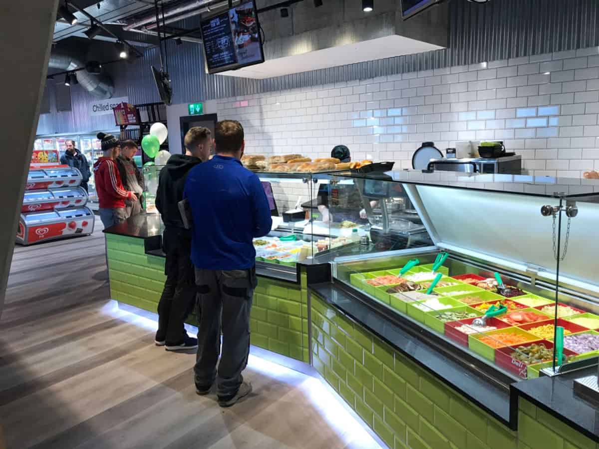 Martin Food Equipment Deli-counters-with-square-glass-and-green-tiled-cladding Spar, Titanic Quarter, Belfast Installations 